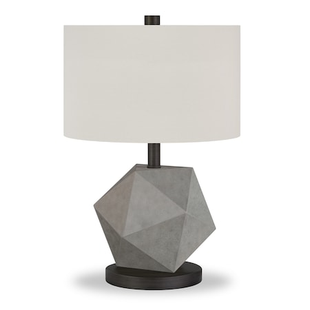 Homeroots 19" Gray and Black Concrete Table Lamp With White Drum Shade 524378