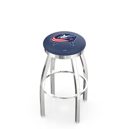 Holland Bar Stool Co 36" Chrome Columbus Blue Jackets Swivel Bar Stool, Accent Ring L8C2C36ColBlu