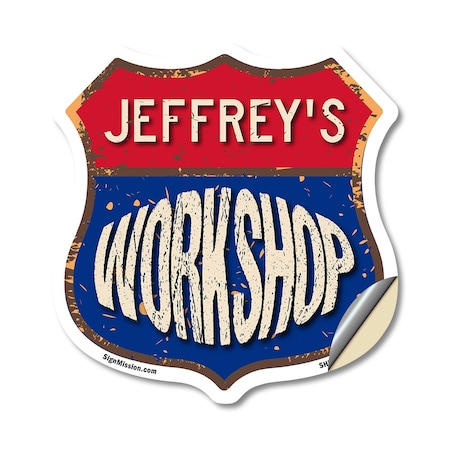 Signmission Jeffrey's Workshop, 12 Inch X 12 Inch, Vinyl Decal SHI-D-12-489-JEFFREY