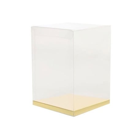 Nashville Wraps Clear Square Truffle Box with Gold Bottom Insert, 5x5x7, 12PK 1114