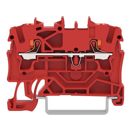 Wago Terminal Block, 1.9" L, 1.55" W, 800V, Red 2202-1203