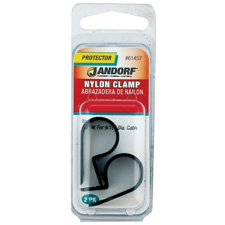 Jandorf Cable Clamp, 9/16 in Max Bundle Dia, 1/2 in W, Nylon, Black 61457