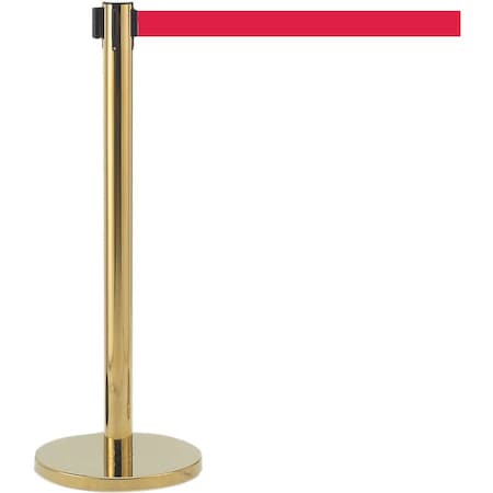 Aarco Retractable Belt Barrier, Brass Finish/Red Belt, 7 ft Length, Brass HB-7RD