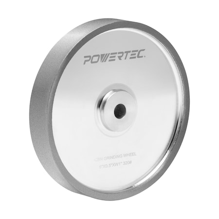 Powertec CBN Grinding Wheel 6 Inch 320 Grit, 1in Wide, 1/2in Arbor - Bench Grinder Sharpening Wheel 15703