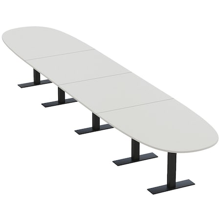 Skutchi Designs 18ft Conference Table With Power Unit | 18 Person Modular Boval Meeting Table | Harmony Series HAR-BOVL-48X216-T.BK-U779-NA