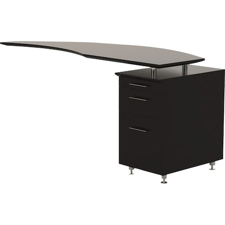 Mayline Right Curved Desk Return Medina Desk Return/Pedestal, Right, Mocha, 24" D X 29-1/2" H, 63" W X MNRTPRLDC