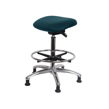 Blue Ridge Ergonomics CL100CleanRoom Sit-Stand-Standing Ht with Chr FR Stat Glides in Colonial Blue Trailblazer Vinyl CLR-VSTSS-CR-CF-RG-8546