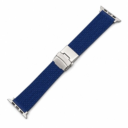 Elegani Mesh Rubber Watch Replacement Band Compatible with Apple Watch 45mm, Dark Blue MRSA-DBLU-45mm
