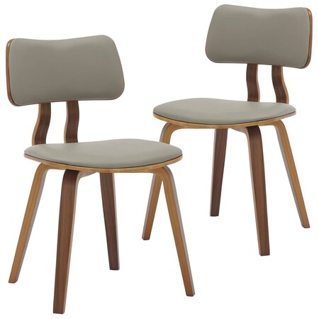 Leisuremod Clivo Leather Dining Chair with Walnut Poplar Wood Frame, 2PK CDWN-18LGR2