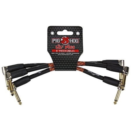 Pig Hog Lil Pigs Vintage ''Western Plaid'' 6-in Patch Cables - 3 pack PHLIL6CP