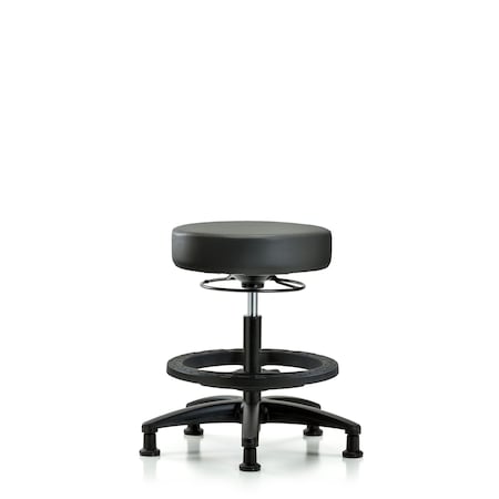 Blue Ridge Ergonomics Vinyl Stool, Med Bench, Foot Ring, Glides, Carbon BR-VMBSO-RG-BF-RG-8823