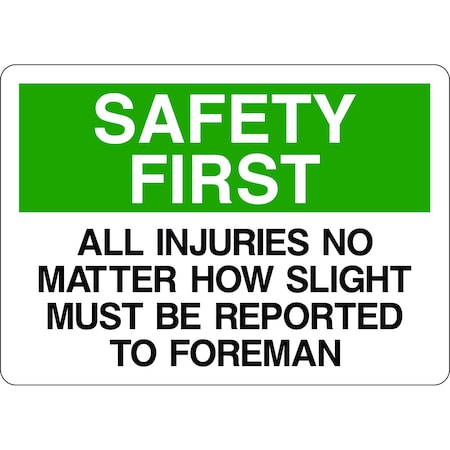 5S Supplies Safety First Sign - 14in x 20in Adhesive Vinyl Sign SAFE0017-1420-AV