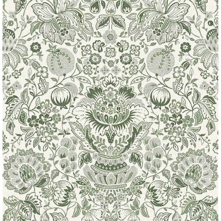 A-Street Prints Blanche Dark Green Floral Damask Wallpaper 4147-27375