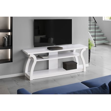 Monarch Specialties Tv Stand, 60 Inch, Console, Storage Shelves, Living Room, Bedroom, Laminate, White I 2665