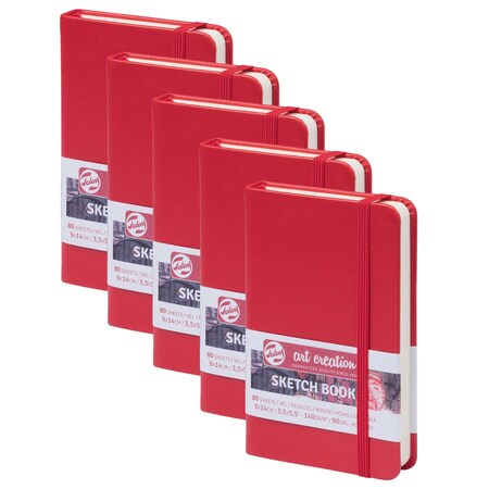 Talens Art Creation Sketchbook, 80 Sheets, 90lbs, Red Cover, 3.5'' x 5.5'', 5PK 9314201M