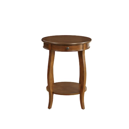 Homeroots 24" Brown Solid Wood Round End Table With Shelf 286303