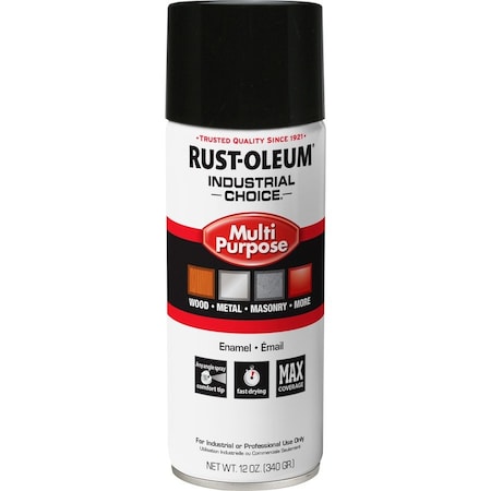 Rust-Oleum Spray Paint, Black, Gloss, Solvent, 12 oz 1679830V