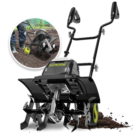 Sun Joe 15.0-Amp 16-Inch Electric Tiller/Cultivator w/ 6-In Wheels TJ605E