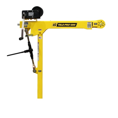 Oz Lifting Products 1200 lb Tele-Pro davit crane with 2500 lb carbon steel brake winch OZTP1200DAV-HND2