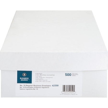 Business Source ENVELOPE, SIDE SEAM, REGULAR, PK500 BSN42250
