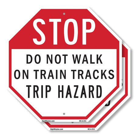 Signmission Stop Do Not Walk on Train Tracks Tr, 10 inch X 10 inch, Plastic Sign, 2PK OC-P-2PACK-10-211