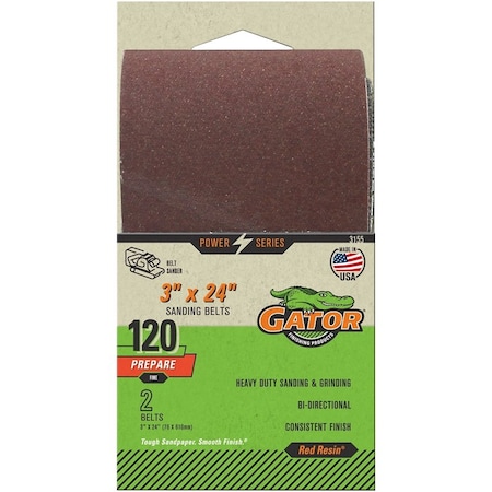 Gator Finishing Gator 3X24 A/O Belt 120 2Pk, 2Pk 3155
