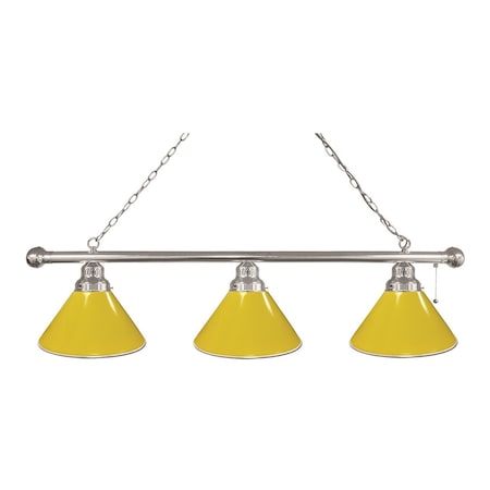 Holland Bar Stool Co Yellow 3 Shade Billiard Light, Chrome Fixture BL3CHYw