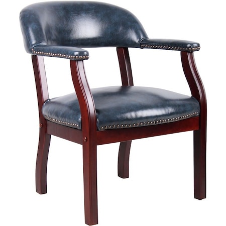 Boss Ivy League Executive Chair, Wood Back, 24 in W 26" L 31" H, Fixed, Vinyl Seat B9540-BE
