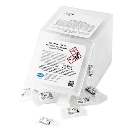 Hach Ferrozine Iron Reagent Pillow, 25 mL, PK50 230166