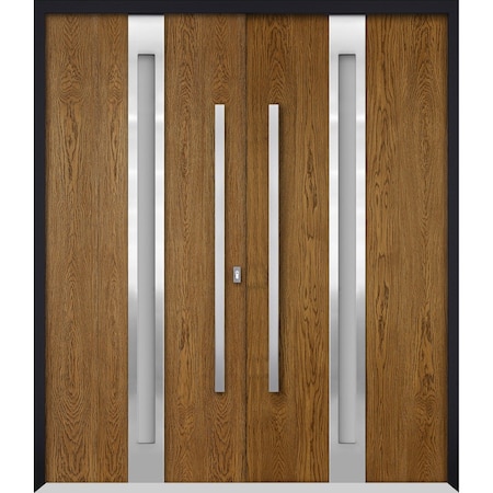 Vdomdoors Steel Double Doors Deux 1744 Natural Oak Entry Modern Painted Left Inswing Active Door 72 x 80 DEUX1744DEXD-OAK-LH-W72 x H80