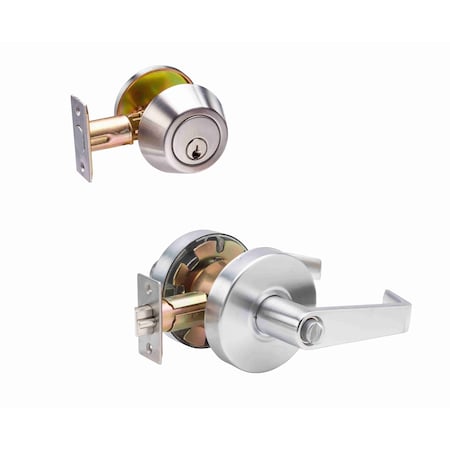 Trans Atlantic Co. LSV Series Saturn Style Commercial Cylindrical Lever with Double Cylinder, Grade 2 Entry in BC DL-LSV53DB760-US26D