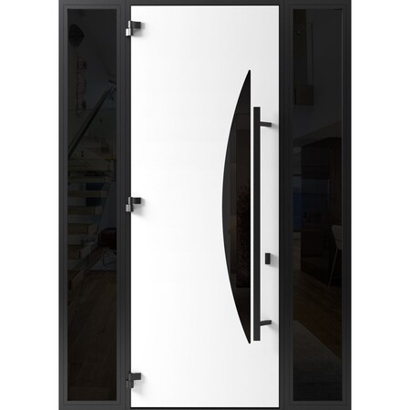 Vdomdoors Front Exterior Prehung Steel Door Ronex1077 Teak 96 2 Sidelight Exterior Windows Sidelites Entry RONEX1077EXD-OAK-W14+36+14xH96-RH-I