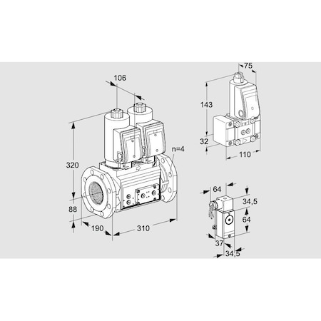 Honeywell Kromschroder VLV ASSY, DBL SOLND, 3FLG, GAS VCS7T80A05NN KS88204428