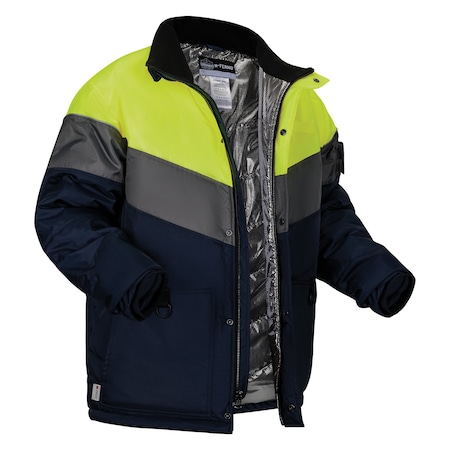 Ergodyne XL Navy Insulated Freezer Jacket, Heat Reflective Lining 6464