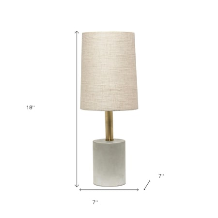 Homeroots 18" Gray And Gold Concrete Table Lamp With Khaki Drum Shade 643336