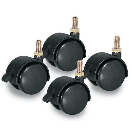 Specialty Store Services 2 In. Dual Plastic Swivel Casters, 3/8 In. X 3/4 In Threaded Stem, 4PK 1015