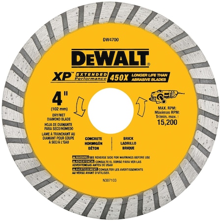 Dewalt 4" XP turbo diamond blade DW4700