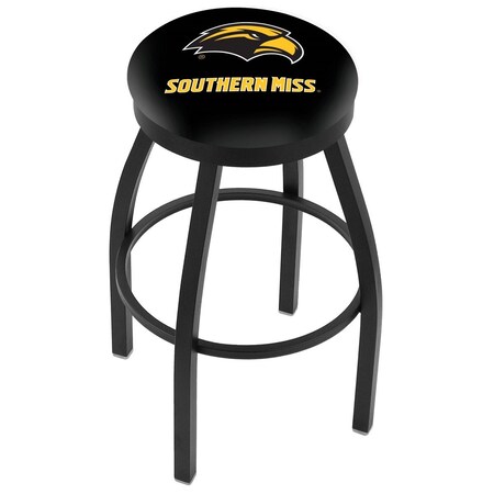 Holland Bar Stool Co 30" Blk Wrinkle Southern Miss Swivel Bar Stool, Accent Ring L8B2B30SouMis