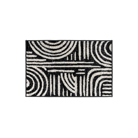 World Rug Gallery Contemporary Lines Area Rug 2 ft x 3 ft Black WR97BLACK2X3