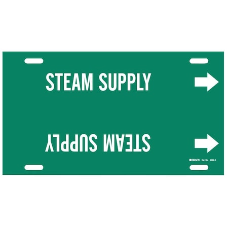 Brady Snap-On Pipe Marker: STEAM SUPPLY, 24in W, Fits Pipes 8in Dia. Thru 9.875in Dia. 4366-G
