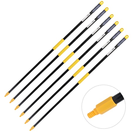 Kleen Handler 61in Extendable Broom/Mop Handle, Threaded Ends for Standard Heads, 6PK KHHD-EXH-IRN-BK-1-6-OMP