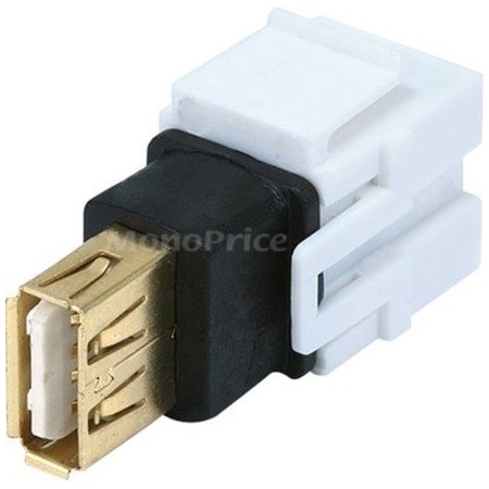Monoprice Datacom Jack, USB2.0A(F/F), Flush, Wht 6561