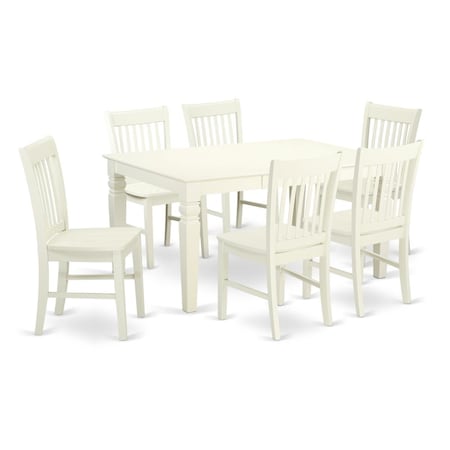 East West Furniture 7 Piece Dining Set, Linen White, 7PK WENO7-LWH-W