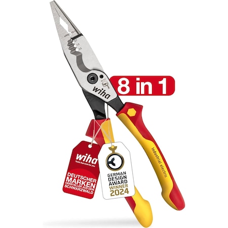 Wiha Insulated Multifunctional pliers 8in1 Industrial electric with switchable opening spring 45705 45705