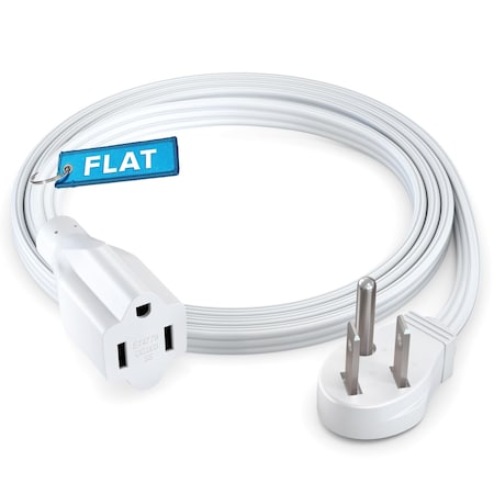 Maximm 4ft 16AWG 45 degrees Angled Flat Plug Extension Cord, 3-Prong, White ADW-36X-31F04-16W0