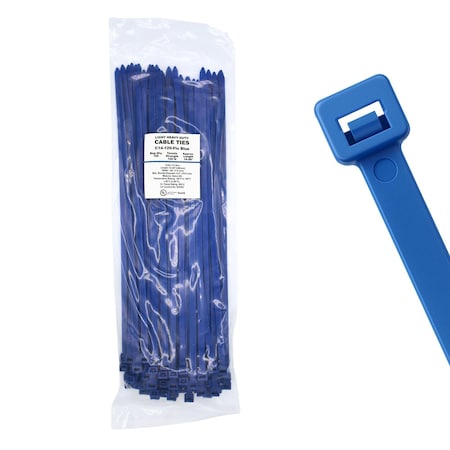 Cable Ties Unlimited Cable Tie, 14 in L, 120 lb Strength, 4 in Max Bundle Dia, Nylon 6/6, Fluorescent Blue 100PK C14-120-Flo Blue