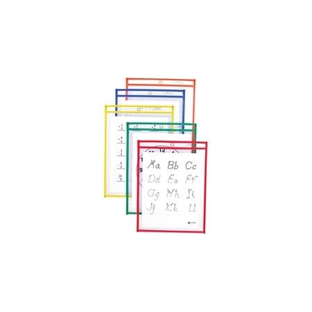C-Line Products Reusable Dry Erase Pockets, 9 x 12, Assorted Primary Colors, 10PK 40610