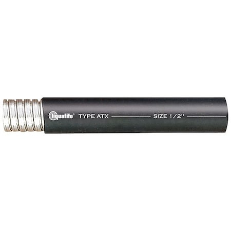 Liquatite Liquid-Tight Flex Metal Conduit, 3/4 in Trade Size, 100 ft, 2-1/2 in Bend, Steel, Black ATX-12