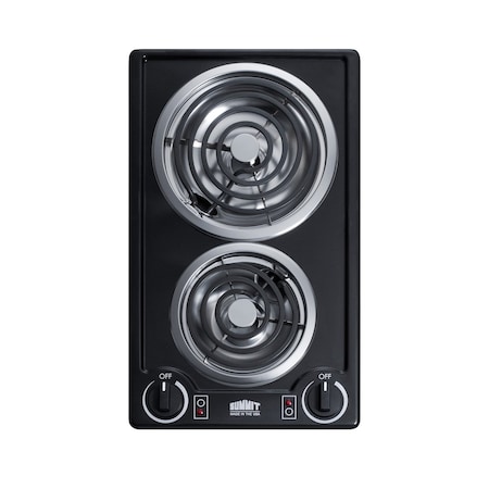 Summit 12in Wide 115V 2-Burner Coil Cooktop CCE212BL