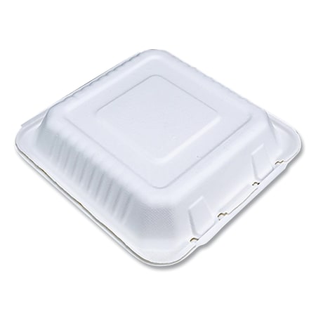 Sct ChampWare Molded-Fiber Clamshell Containers, 9 x 9 x 3, White, 200PK 18935WPF